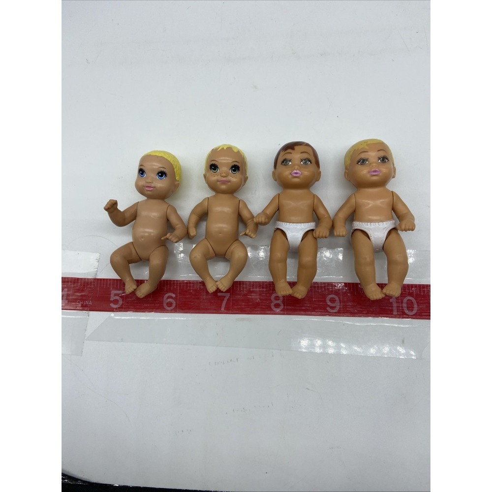 Mattel Barbie Babies Lot Of (4) Blue Green Brown Eyes Blonde Brown Hair